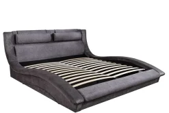 Modernes Bett SWING 180x200cm grau Vogue Velours Samt mit Stauraum und Lattenrost
