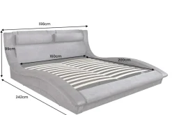 Modernes Bett SWING 160x200cm grau Vogue Velours Samt mit Stauraum und Bettkasten