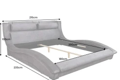 Modernes Bett SWING 180x200cm grau Vogue Velours Samt geschwungenes Doppelbett