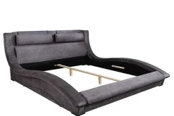 Modernes Bett SWING 180x200cm grau Vogue Velours Samt geschwungenes Doppelbett