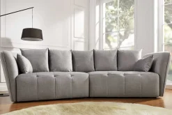 Modernes Big Sofa ROYAL 295cm grau Velours-Strickstoff Federkern XXL-Couch