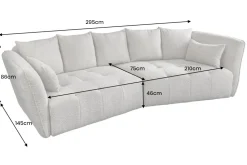 Modernes Big Sofa ROYAL 295cm grau Velours-Strickstoff Federkern XXL-Couch