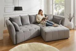 Modernes Big Sofa ROYAL 295cm grau Velours-Strickstoff Federkern XXL-Couch
