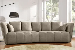 Modernes Big Sofa ROYAL 295cm greige Velours-Strickstoff Federkern XXL-Couch