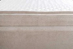 Modernes Boxbett ART DECO 180x200cm greige Bouclé mit Stauraum Matratze und Topper