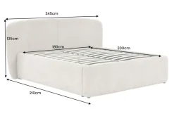 Modernes Boxbett ART DECO 180x200cm greige Bouclé mit Stauraum Matratze und Topper