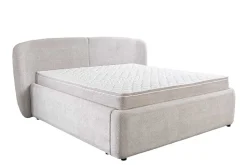 Modernes Boxbett ART DECO 180x200cm greige Bouclé mit Stauraum Matratze und Topper