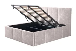 Modernes Boxbett ATELIER 180x200cm champagner beige Samt mit Lattenrost und Stauraum