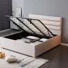 Modernes Boxbett METROPOLITAN 180x200cm beige Samt mit Lattenrost und Stauraum