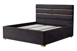 Modernes Boxbett METROPOLITAN 180x200cm grau Samt mit Lattenrost und Stauraum