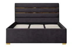 Modernes Boxbett METROPOLITAN 180x200cm grau Samt mit Lattenrost und Stauraum