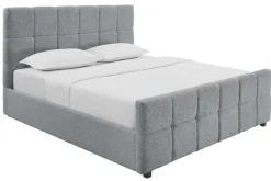 Modernes Boxbett PRESTIGE 180x200cm grau Bouclé mit Stauraum und Lattenrost
