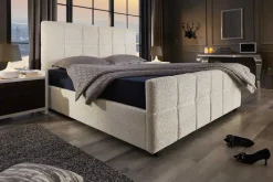 Modernes Boxbett PRESTIGE 180x200cm creme Bouclè mit Stauraum und Lattenrost
