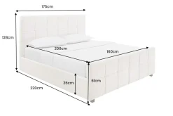 Modernes Boxbett PRESTIGE 160x200cm creme Bouclè mit Stauraum und Lattenrost