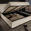 Modernes Boxbett ROCCO 160x200cm beige Cord mit Stauraum und Lattenrost