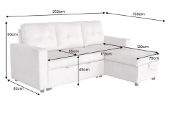 Modernes Ecksofa APARTMENT 205cm champagner beige Samt 3-Sitzer Bettfunktion Stauraum