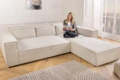 Modernes Ecksofa BOSSA NOVA 265cm beige Strukturstoff 3-Sitzer Couch L-Form