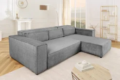 Modernes Ecksofa BOSSA NOVA 265cm grau Chenille 3-Sitzer Couch L-Form