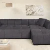 Modernes Ecksofa CITY 240cm grau Strukturstoff 3-Sitzer Couch inkl. Kissen