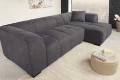 Modernes Ecksofa CITY 240cm grau Strukturstoff 3-Sitzer Couch inkl. Kissen