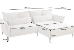 Modernes Ecksofa DESIGNO 250cm champagner beige Cord Couch inklusive Kissen Metallfüße