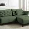 Modernes Ecksofa MARRAKESCH 265cm grün Samt 3-Sitzer inkl. Kissen Ottomane rechts
