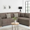 Modernes Ecksofa NORWAY 250cm taupe Microfaser Schlafsofa mit Bettkasten Federkern