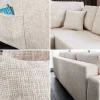Modernes Ecksofa NORWAY 250cm beige Chenille Schlafsofa mit Stauraum inkl. Kissen