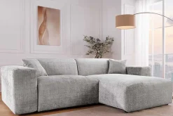 Modernes Ecksofa SIGNATUR 260cm grau Chenille Cremona beidseitig stellbar inkl. Kissen