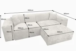 Modernes Ecksofa SIGNATUR 260cm beige Chenille Cremona beidseitig stellbar inkl. Kissen