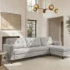 Modernes Ecksofa STOCKHOLM 220cm grau cozy Veloursstrickstoff Federkern 3-Sitzer-Sofa