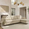 Modernes Ecksofa STOCKHOLM 220cm beige cozy Veloursstrickstoff Federkern 3-Sitzer-Sofa