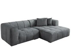 Modernes Ecksofa ZERO GRAVITY 240cm dunkelgrau Cord 3-Sitzer Couch L-Form