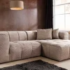 Modernes Ecksofa ZERO GRAVITY 240cm greige Cord 3-Sitzer Couch L-Form