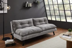Modernes Schlafsofa COCOONING 190cm grau Chenillestoff 3-Sitzer Couch