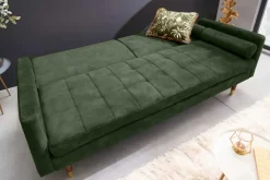 Modernes Schlafsofa COUTURE 200cm grün Microvelours 3-Sitzer Couch mit Schlaffunktion