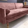 Modernes Schlafsofa COUTURE 200cm altrosa Microvelours 3-Sitzer Couch mit Schlaffunktion