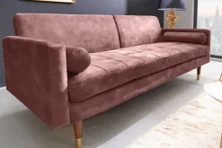 Modernes Schlafsofa COUTURE 200cm altrosa Microvelours 3-Sitzer Couch mit Schlaffunktion