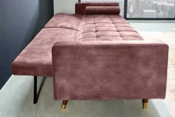 Modernes Schlafsofa COUTURE 200cm altrosa Microvelours 3-Sitzer Couch mit Schlaffunktion