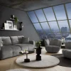 Modernes Schlafsofa DIAMOND 235cm silbergrau Chenille Cremona mit Stauraum 3-Sitzer