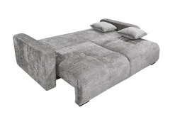 Modernes Schlafsofa DIAMOND 235cm silbergrau Chenille Cremona mit Stauraum 3-Sitzer