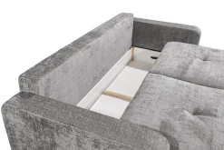 Modernes Schlafsofa DIAMOND 235cm silbergrau Chenille Cremona mit Stauraum 3-Sitzer