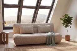 Modernes Schlafsofa ELYPSE 200cm greige Chenille 3-Sitzer Couch inkl. Kissen
