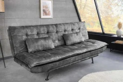 Modernes Schlafsofa JAZZ 190cm grau Samt 3-Sitzer Couch