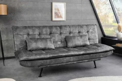 Modernes Schlafsofa JAZZ 190cm grau Samt 3-Sitzer Couch