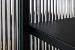 Modernes Sideboard AMSTERDAM 105cm schwarz gold Riffelglas Metall Vitrine Schrank