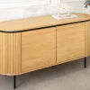 Modernes Sideboard ATELIER 120cm natur Eiche schwarz Metall vier Fächer