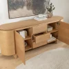 Modernes Sideboard OAK GRAIN 160cm natur Eichenholz vier Fächer mit drei Schubladen