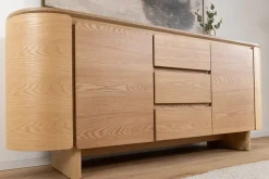 Modernes Sideboard OAK GRAIN 160cm natur Eichenholz vier Fächer mit drei Schubladen