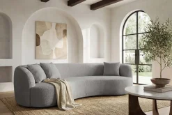 Modernes Sofa ATELIER 230cm grau Bouclé 3-Sitzer Couch inkl. Kissen